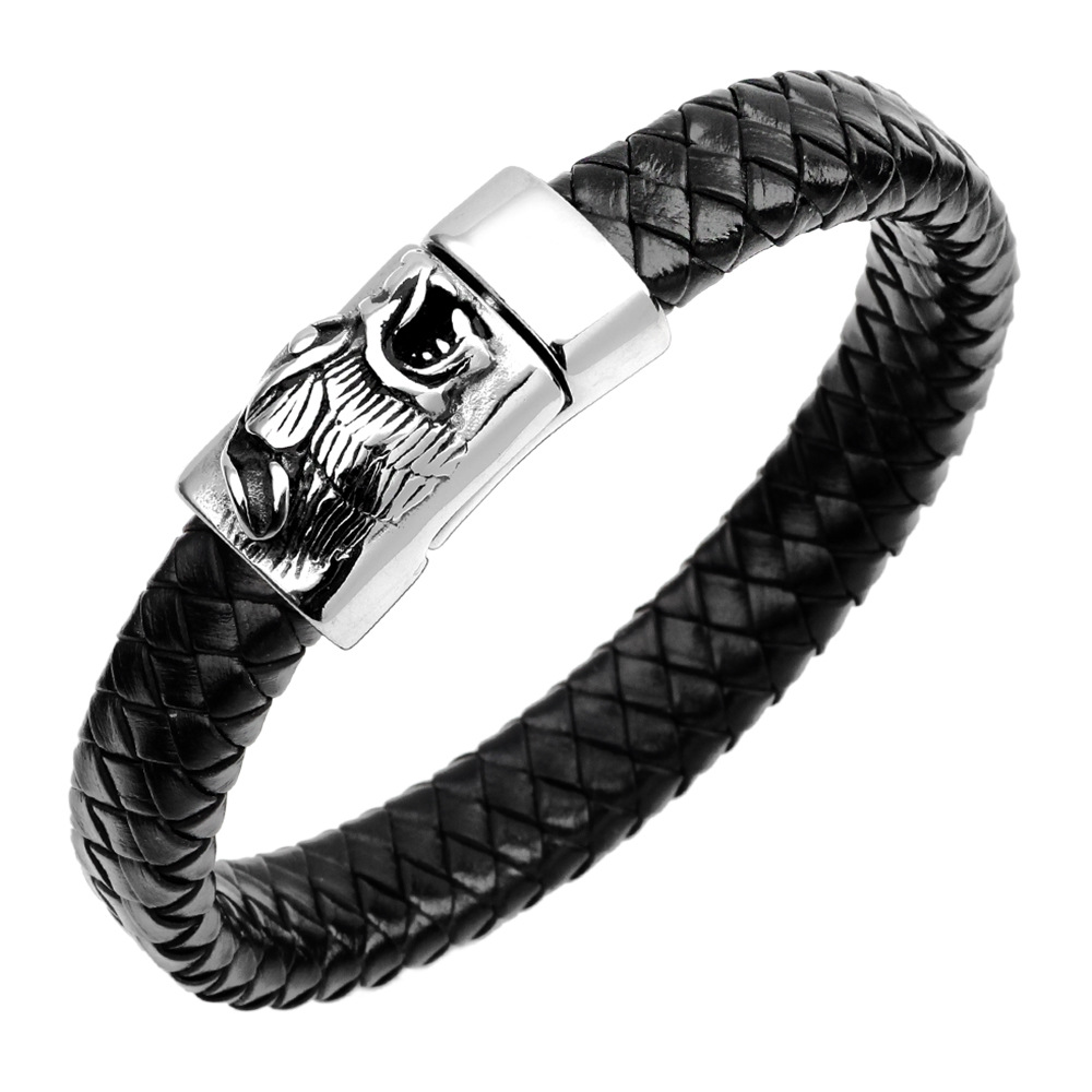 Nuevo Hombres y mujeres Punk Pulsera Brazaletes Pulseras de cuero de Cabeza de Águila Lobo
