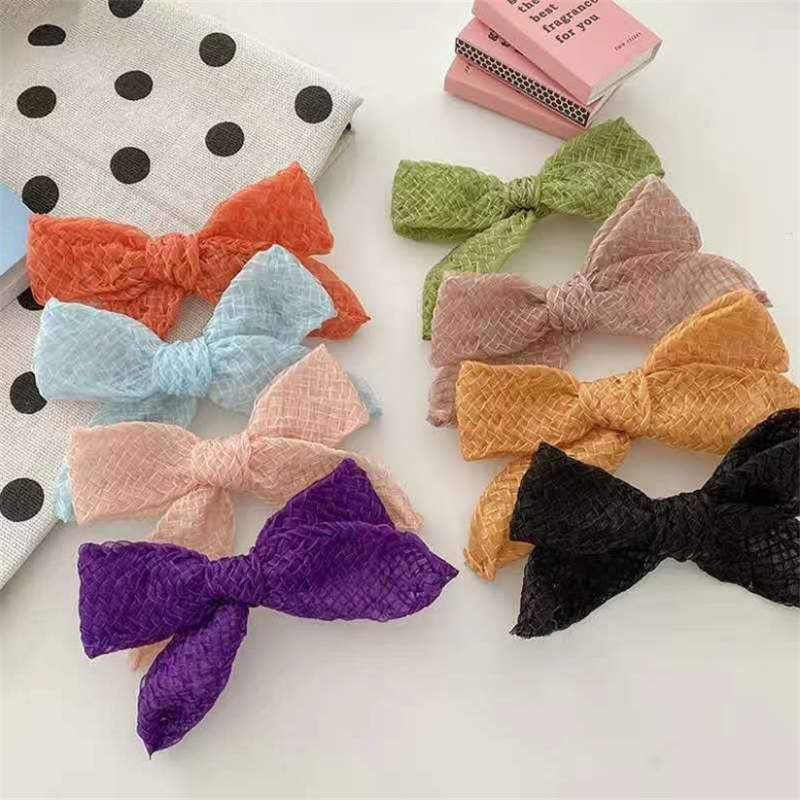

8pcs/lot Soft Cloth Solid Color Forked Tail Bow Hair Clips Barrettes Hairpins Girls Kids Cute Sweet Hair Accessories Headwear, Black