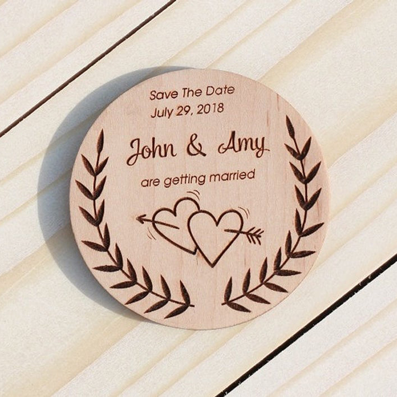 

Arrow Heart Save the Date Personalised save the date personalised wedding invitation wooden Wedding Laser Engraved wood supplier