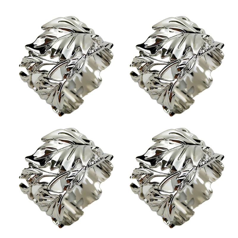

4pcs Hotel Christmas Metal Napkin Rings Table Holders Towel Banquet Wedding Leaf Shape Party Buckle Home Decor Serviette