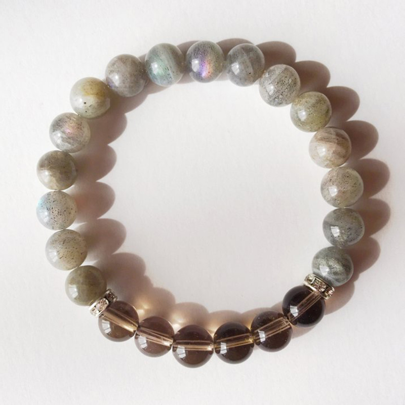 

Labradorite Smoky Q-uartz Bracelets Mans Natural Stone Beaded Bracelet Mala Beads Healing Bracelet Stress Relief Jewelry