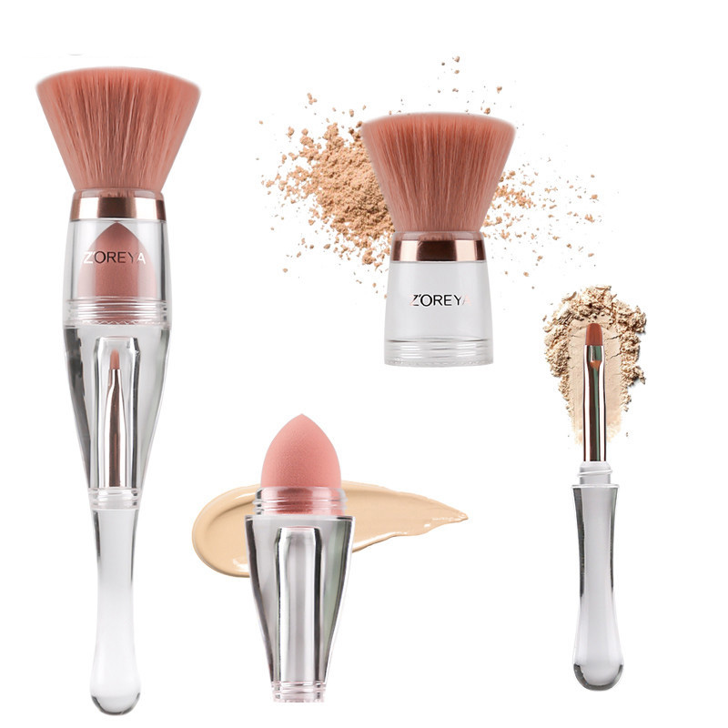 

Three-in-one multi-function makeup brush portable practical one brush