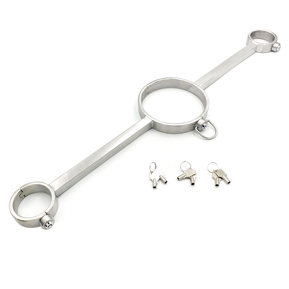 3CM stainless steel neck collar with lock neck corset cuff bondage fetish wear