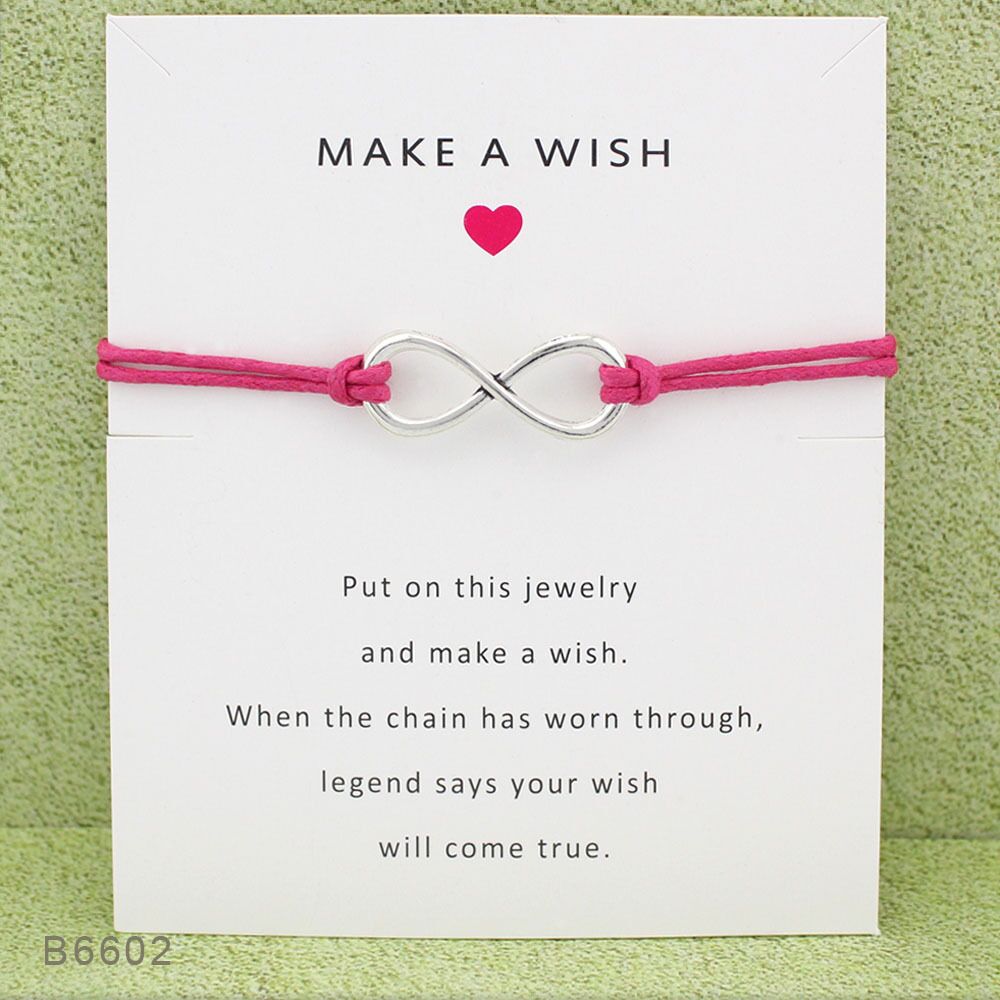 

New infinity wish Wrap bracelets with Gift Card Make A Wish charm Wax rope Wristband For women Men Fashion Jewelry Gift