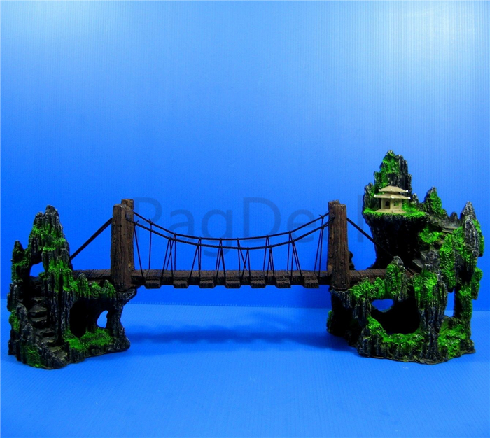 

L26CM 10.2'' Aquarium Mountain Drawbridge View Decoration Hill Hanging Bridge View Ornament Resin Fish Tank Decoration Large