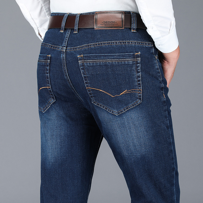 

2020 Spring Autumn New Men's Classic Business Jeans Loose Straight Stretch Blue Denim Trousers Male Casual Brand Pants,DK8066, Dk8066 black