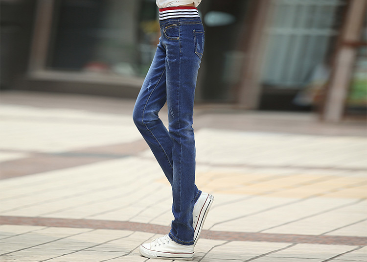 

Dark Blue The New Student Fashion Loose Han Edition Show Thin Straight Leg
