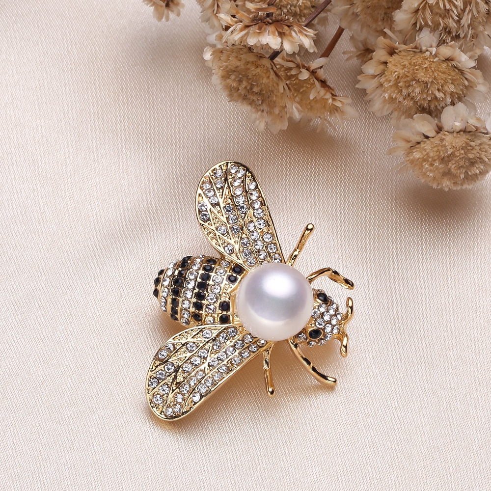 En gros De Luxe Perles Broche paramètres Chamqueen Miel Abeille Broches Strass Insecte Broches Sur Le Thème Pour Le Bricolage