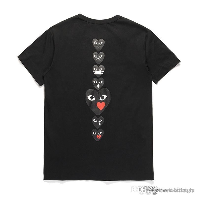 

2018 COM Best Quality Men Women CommeS Black DES play GARCONS CDG Heart Striped tee short Sleeve T-shirts, C002