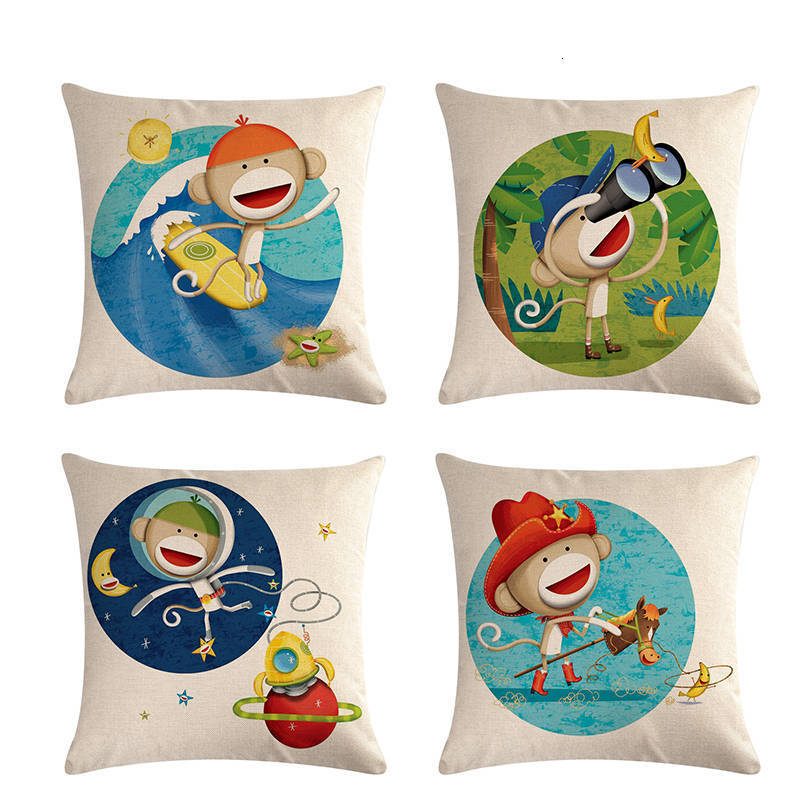 Monkey Astronaut Cushion Cover Trojan Horse Pillow Covers Upside