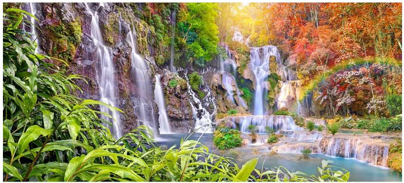 

WDBH custom photo 3d wallpaper HD Wonderland Waterfall Landscape background living room Home decor 3d wall murals wallpaper for walls 3 d, Non-woven