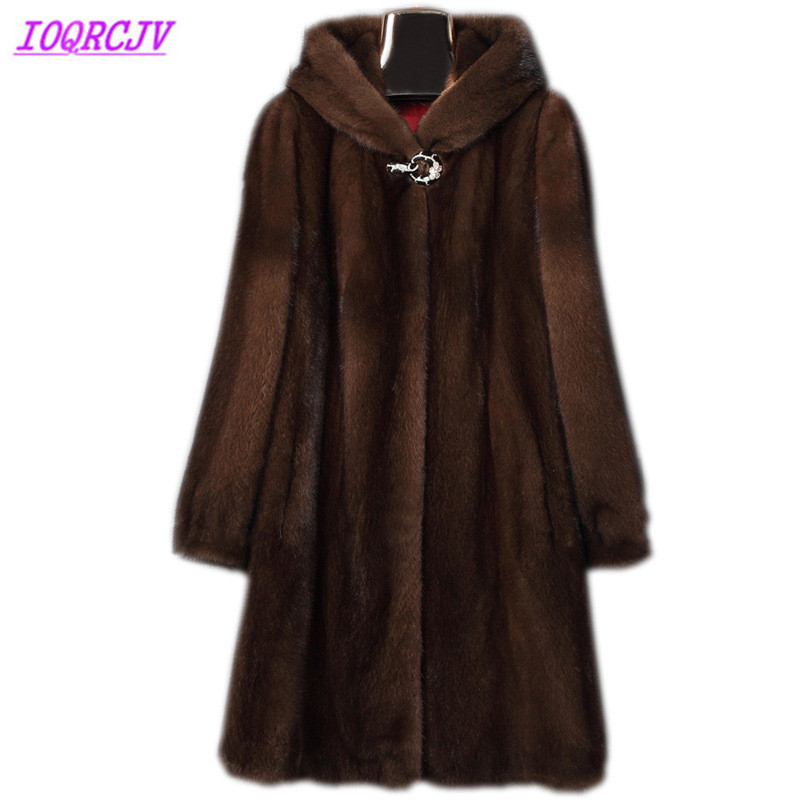 

coat women 2018 autumn and winter Plus size 6XL Fur coat Hooded Long Thick warm female top winter IOQRCJV H411, Dark brown