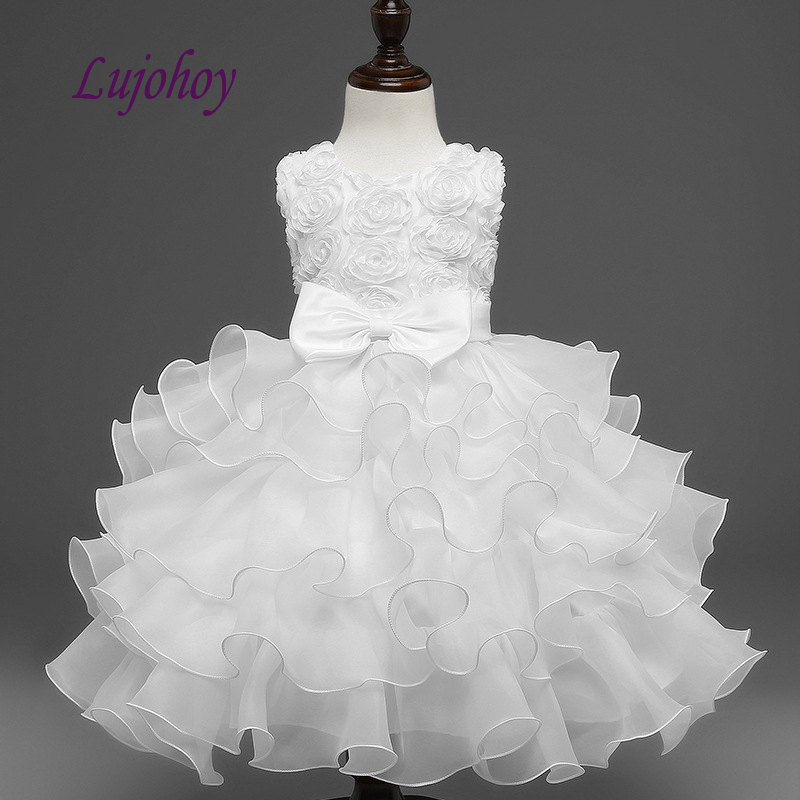 

White Baby Flower Girl Dresses for Weddings Party Prom Flowergirl Kids Pageant Dresses for Girls First Communion, Blue