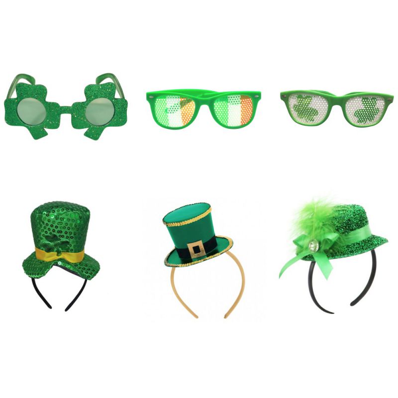 Verde irlandesa Clover Gafas Gafas De Sol St Patricks Day irlandés Fancy Dress