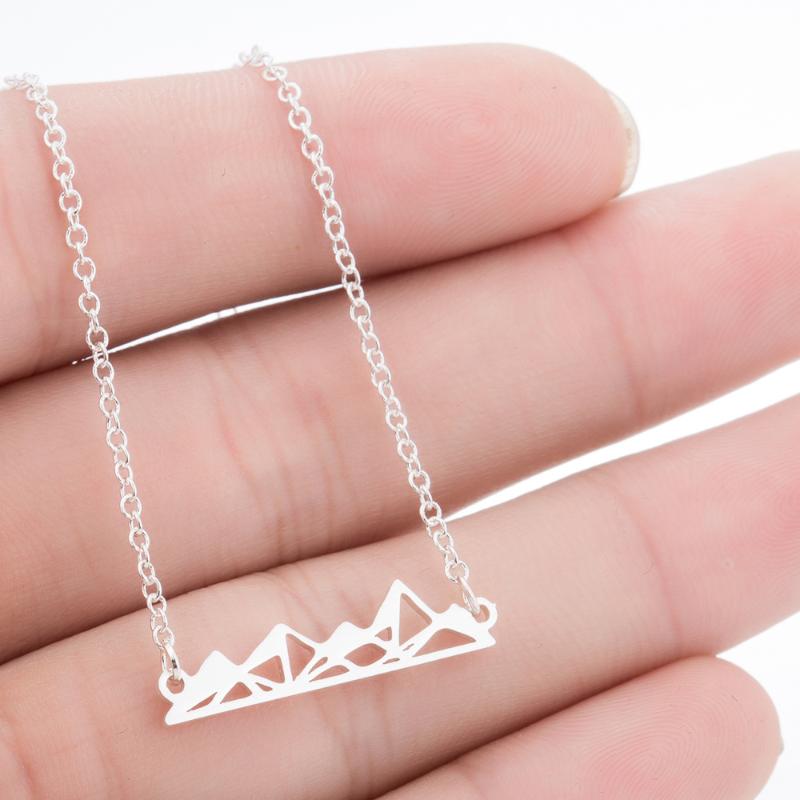 

Pendant Necklaces Minimalist Snowy Mountain Necklace Hiking Outdoor Range Colorado Stainless Steel Jewelry Climbing Gifts