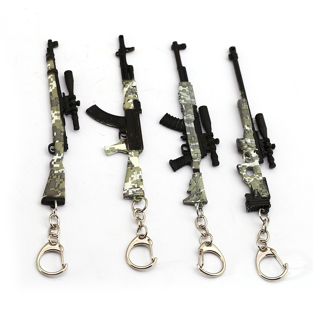 

2019 Hot Game Gun Model 98K AWM Camouflage Keychain 12cm PUBG Key Chain Portachiavi Porte Clef Men Jewelry Souveni