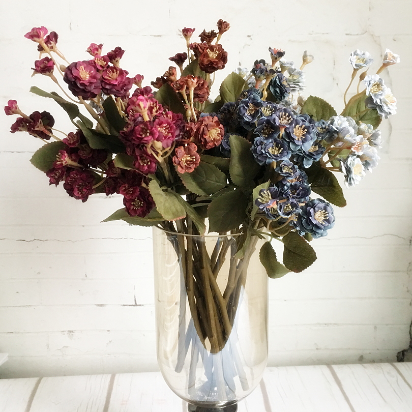 

European mini rose branch Artificial flowers for home garden decoration silk fake flowers roses flores artificiales