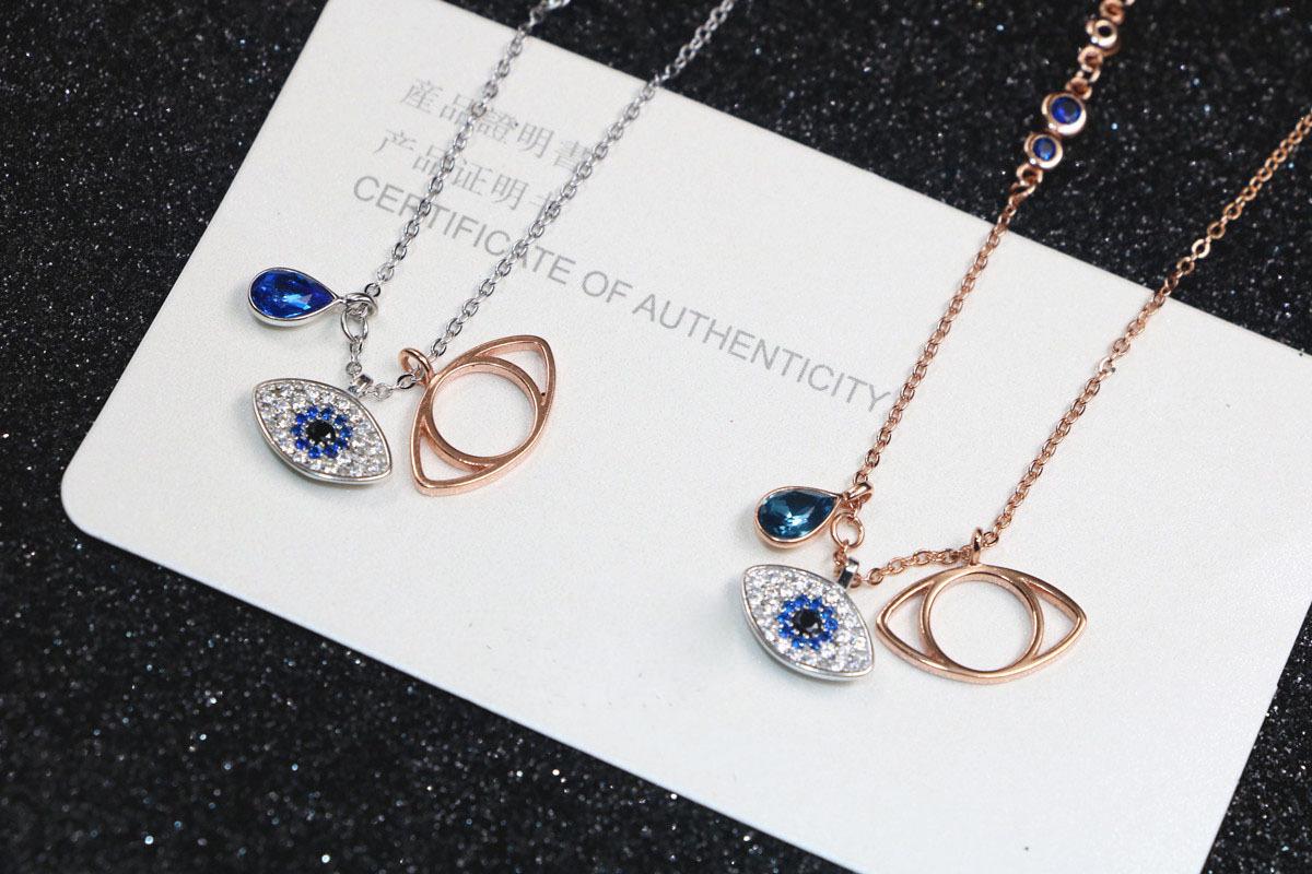 

2019 Classic Evil Eye Necklace Jewelry for Women Girls Jewelry Set Best Gift Silver Rose Gold 2Colors 925 Sterling Silver Plated