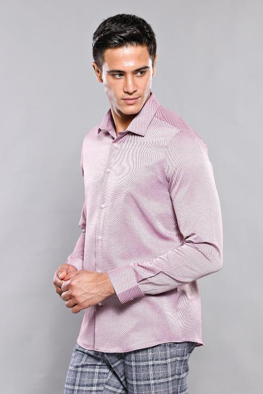 

Self Print Red Long-Sleeve Male Shirt Unimart Shop | Wessi