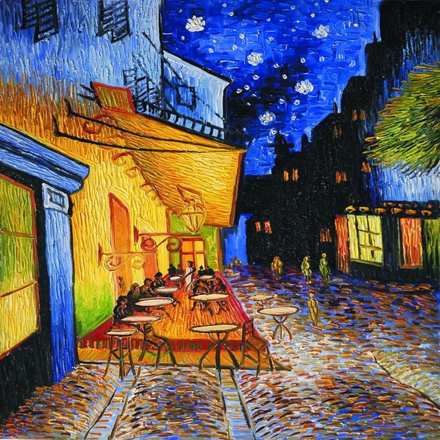 Landscape Canvas Prints Art Oil Painting Cafe Terrace At Night by Vincent Van Gogh Painting Reproductions for Office Wall Decor-image-449487498