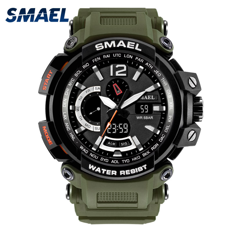 

SMAEL Brand Men Watches Clock Men Military Army Sport LED Digital Wristwatch Alarm Date 1702 relogio masculino esportivo militar, No send watch for shipping