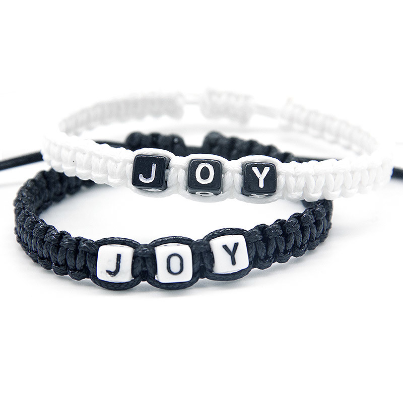 

1pcs Joy Artificial Charm Bracelets Rope Chain Infinity Happy Everyday Adjust Size For Best Friends Beaded Jewelry Gifts