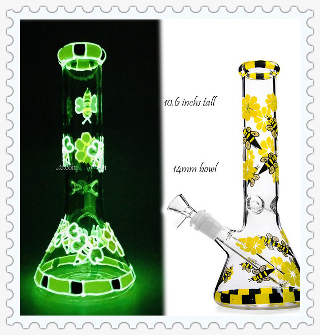 

Yellow Bee Lighter Glass Bong Downstem Perc Bubbler Heady Glass Dab Rigs Ice Water Bongs Hookahs With 14mm Bowl