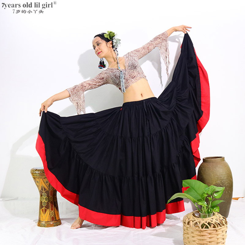 

Tribal Belly Dance Skirts Ats Cotton Spanish Flamenco Clothing20 Meters Gypsy Long Full Circel SkirtDII01, Dii01