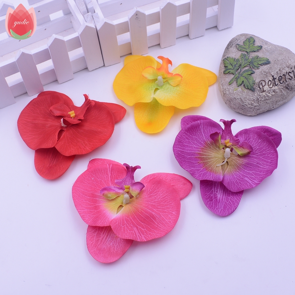 

10CM Big 10pcs/lot Silk Artificial Orchid Flower For Home Wedding Party Decoration Cymbidium Scrapbooking Supplies Orchis Plants, Blue