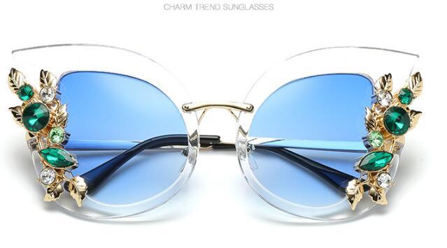 

Womens Oversized Cat Eye Rhinestones Sunglasses Flat Mirror Metal Frame Glasses Outdoor Eyewear CA001 10pcs