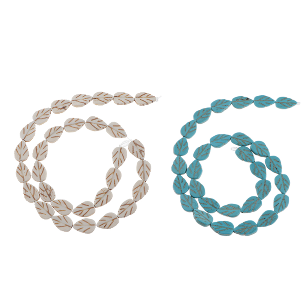 

60x turquoise leaf beads tree leaf necklace bracelets crafts charms