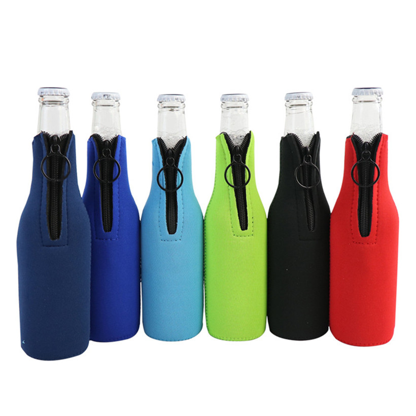 

Neoprene Bottle Cover Insulated Sleeve Bag DIY Summer Koozies Insulator 330ml Zipper Beer Bottle Holder with Bottle Opener 2020 E22012