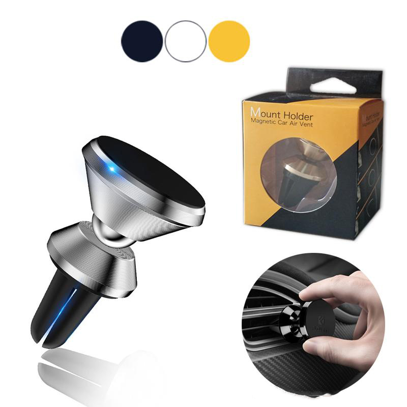 

4 Magnet Aluminium Metal Air Vent Magnetic Mobile Holder Magnet Car Holder With Retail Package For All Cellphone, Silver