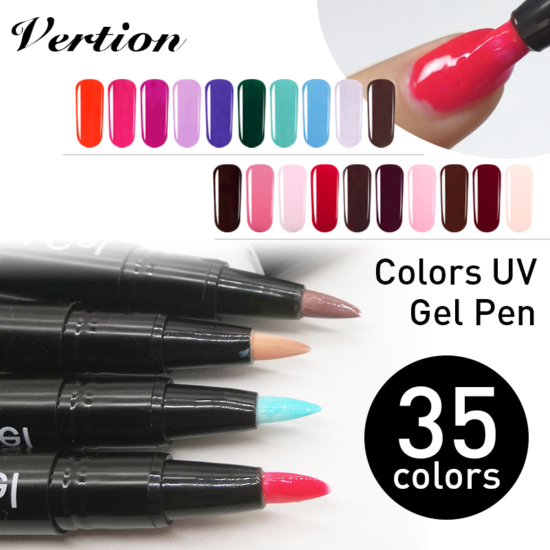 

Verntion Novelty Poly Colors Pen Shiny Nail Gel for Nails Hybrid 35 Colors Easy Application UV Nail Polish Brushes Lacquer, Fs001
