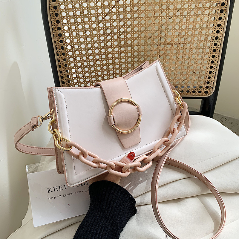 

2020 Solid Color Chain Leather Crossbody Bags For Women Fashion New Shoulder Messenger Bags Female Travel Handbags, Beige