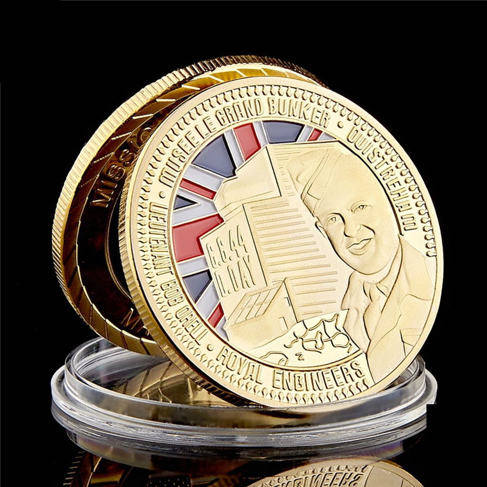 Royal Engineers Sword Beach 1oz Gold Plated Military Commemorative Challenge Coins Souvenir Collectibles Gift-image-522285731