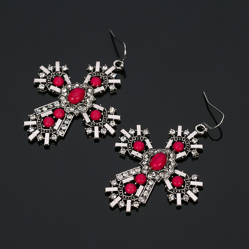 

Cross Diamond Earrings Court Go A Show Hollow Out Joker Fresh Earrings E 122