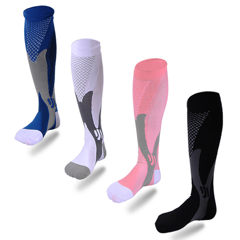 

Fashion New Man Woman Knee High Compression Socks Leg Support Stretch Workout Men's Socks Hot Unisex Compression 2018, Black