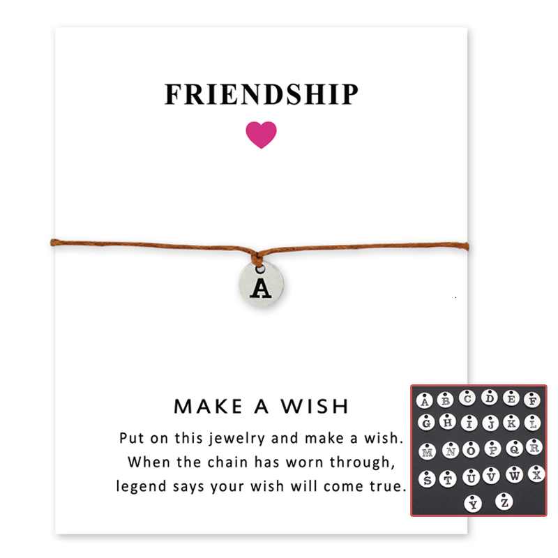 

Initial Letter Personalized 26 Letters Name Charms Card Bracelets Women Men Unisex Fashion Handmade Jewelry Christmas Gift