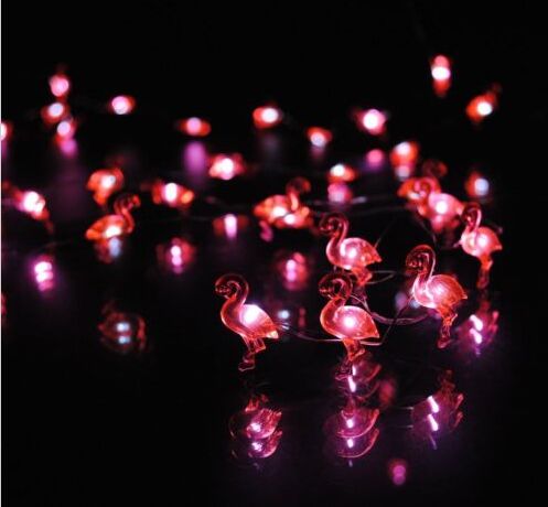 

2sets 10 Flamingo LED Bulbs String Light Battery Opetated Home Party Decor 1.65m