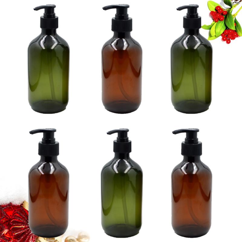 

6Pcs 300ml Lotion Bottle Shampoo Container Gel Bottle Hand Sanitizer Portable Pump Empty Storage Container (Green