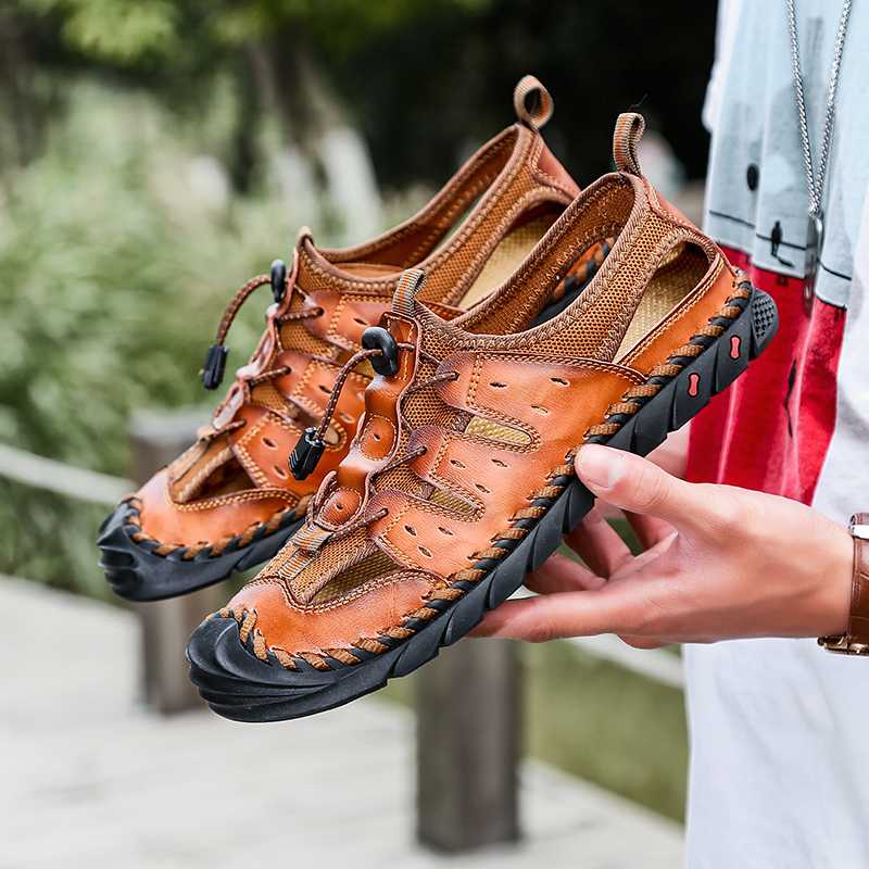 

OLOMM Summer Trend Men Beach Shoes Outdoor Comfortable Sandals Men Soft Bottom Hot Sale High Quality Shoes Zapatos Hombre, Black