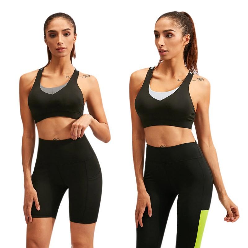 

Beauty Back Sports Bra Women Running Fitness Sexy Underwear Breathable Shockproof Sport Bras, Black