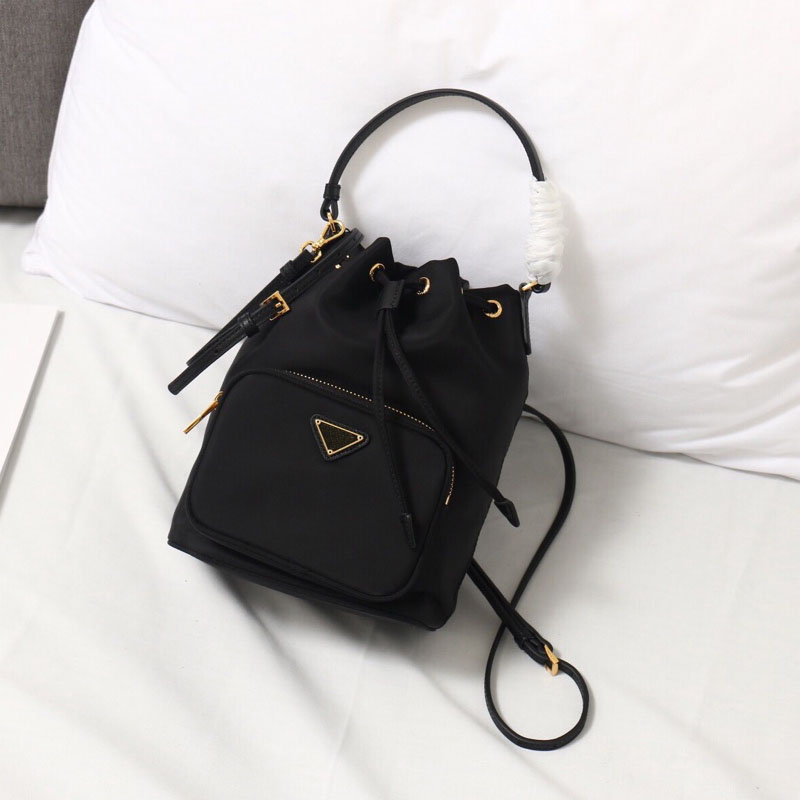 

Mini Bucket Bag Handbags Bag String Fashionable Solid-Color Leather Drawstring Satchel Good Quality Removable Shoulder Strap Free Shipping, Black