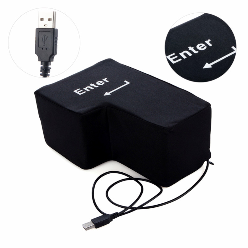Hand Pillow Big USB Enter Key Anti Stress Button USB Pillow Supersized Unbreakable Office Home Computer Laptop Novelty Accessories-image-493784674