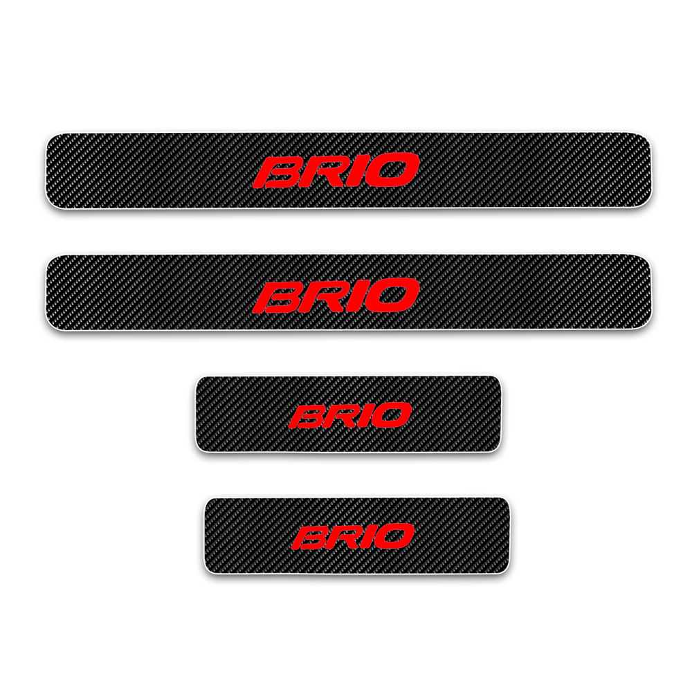 2020 Carbon Fiber Vinyl Sticker For Honda Brio Car Door Sill Scuff