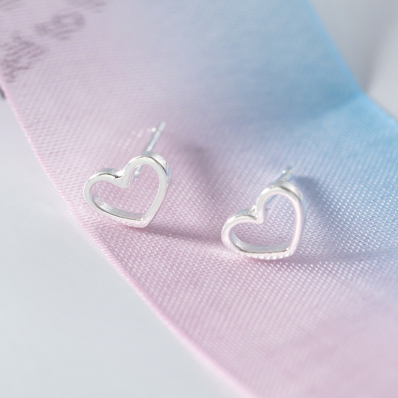 100% Authentic 925 Sterling Silver Heart Earrings For Women Hollow Heart Stud Earrings Personality Earings Fashion Jewelry 2018