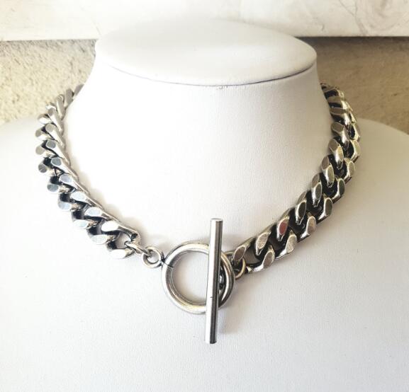 

18-32 inch huge Cool 12mm wide Top Quality stianless steel silver curb link chain necklace for mens great gifts fashion jewelry OT Clasp