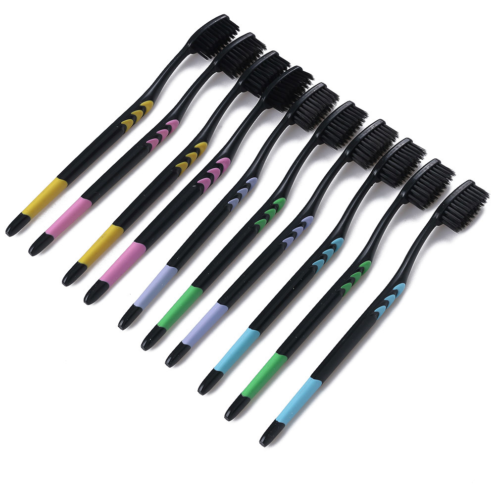 10 Pcs/Pack Double Ultra Soft Bamboo Charcoal Nano Toothbrush Black Tooth Brush Dental Personal Oral Care Health Tools C18112601-image-435436666