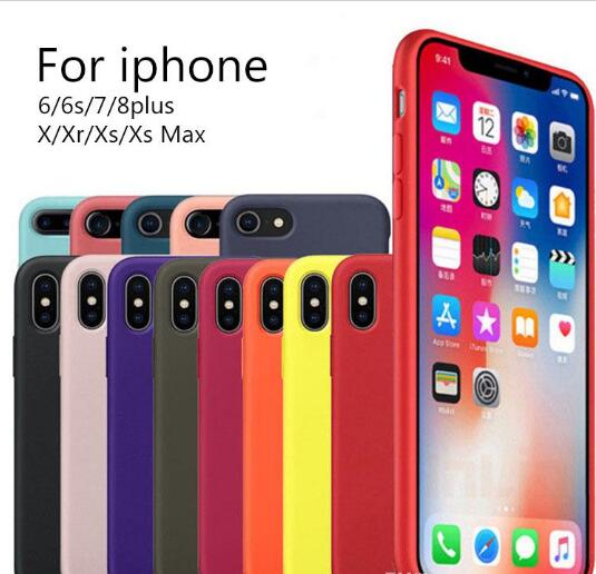 

red blue Official Silicone Cases For iPhone 7Plus 6 6S 7 8 Plus With Logo Silicone Cover For iPhone 10 X XR XS Max Business Coque Fundas